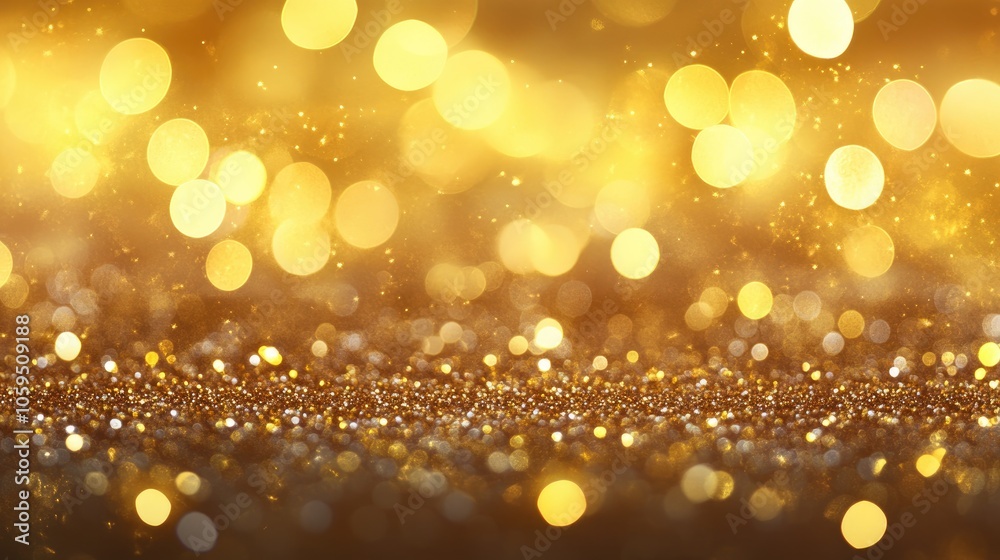Poster gold glitter background featuring a textured design with bokeh effects and shimmering lights showcas