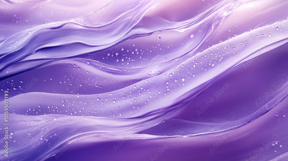 Aufkleber Graceful lavender waves undulate displaying a smooth texture with delicate droplets perfect for creating a tranquil atmosphere