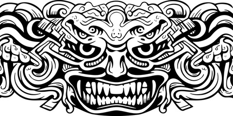 ONI Mask doodle face background