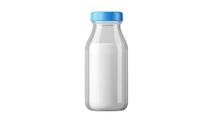 Naklejka premium photo of a baby milk bottle with a blue cap, transparent plastic, style, ideal for parenting themes, transparent background