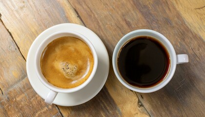 Obraz premium Cups of coffee on the table, delicious caffeine drink