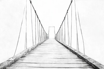 Obraz premium The artwork showcases a minimalist bridge with intricate lines leading to an open space, evoking a sense of depth and simplicity. Generative AI