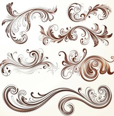 Fototapeta premium Design and page decor elements with decorative calligraphic elements, swirl dividers, and ornaments.