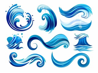 Simple white swirls and splashes in the shape of waves