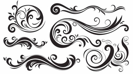 Fototapeta premium Set of design curls and scrolls. Ideas for creating frames. Elegant swirls in modern style.