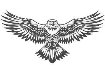 Stylized engraving of a hawk. Linear drawing. Decorative design.