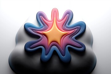 Obraz premium A vibrant abstract design featuring colorful waves and star shapes.