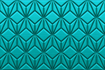 Fototapeta premium Sky blue prism triangle embossed ornament seamless pattern decoration