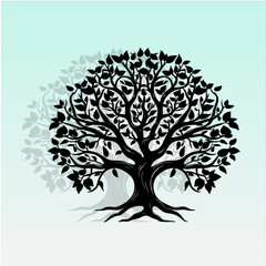 Tree silhouette Vector Black  Illustration