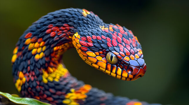 un fondo con una serpiente culebra o vivora colorida con una mirada penetrante animal venenoso salvaje y exotico belleza en la naturaleza