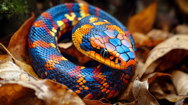 una serpiente deslizandose por hojas secas en la selva una culebra o vivora colorida en la vida salvaje con colores vibrantes animales exoticos