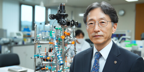 scientist in laboratory setting, showcasing advanced research equipment and collaborative environment. focus is on innovation and scientific discovery