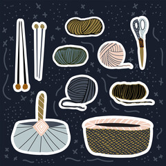 Knit sticker needlework clip art vector artwork