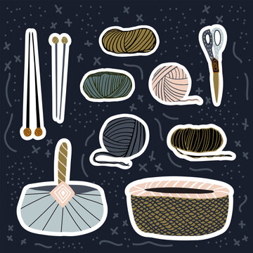 Knit sticker needlework clip art vector artwork