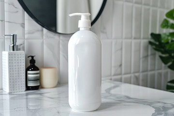 Versatile Empty White Shampoo Bottle for Bathroom Counter Use