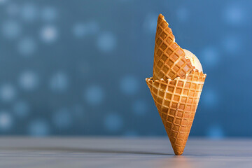 Empty Waffle Cone Ready to be Filled with Delicious Ice Cream for Treats