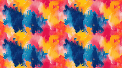 Vibrant seamless tie and dye pattern featuring bold acrylic brush strokes ideal for fashion textiles and art projects