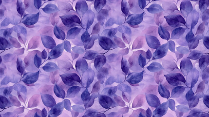 Fototapeta premium Seamless abstract watercolor pattern featuring shades of lavender and intricate leaf designs for modern decor