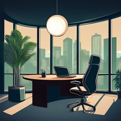Noir Peaceful Office Space