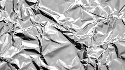 Shiny crumpled aluminum foil texture background