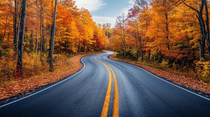 Autumn Road surrounded trees