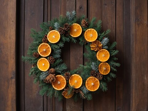 A Beautifully Decorated Winter Wreath Featuring Pinecones, Red Berries, and Seasonal Greens, Perfect for the Holidays