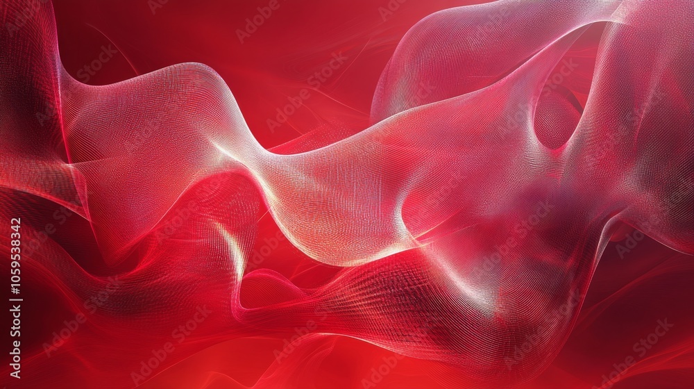 Poster Dynamic flow of red textures a visual exploration of motion and emotion
