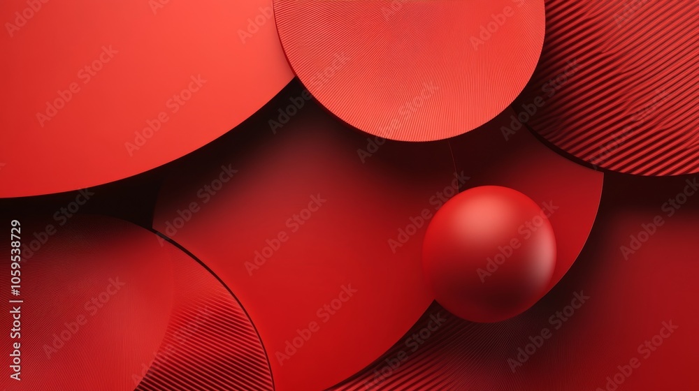 Poster abstract red circles and textures a dynamic exploration of color and form in modern design