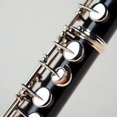 Obraz premium Closeup View of a Silver Wind Instruments Keys