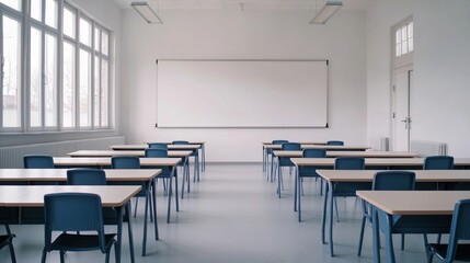 Bright Classroom Bathed in Natural Light