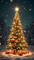 Obraz premium Merry Christmas design with Xmas tree