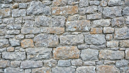 Fototapeta premium Strong durable stone wall with varying shades of gray and brown rocks