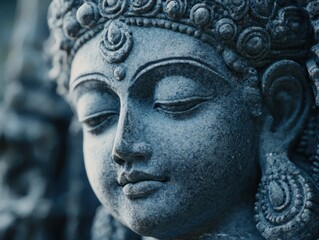 Obraz premium Vintage Wisdom: Ancient Statue of a Serene Buddha