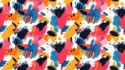 Fototapeta premium Seamless texture pattern featuring abstract shapes and a vibrant messy background versatile design for textiles and wallpapers