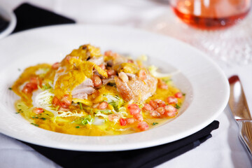 Salad with quail