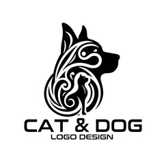 Cat And Dog Vector Logo Design