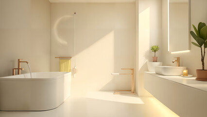 An Immaculate Bathroom Gleaming Under Soft Lighting Showcasing Freshly Cleaned and Organized Spaces