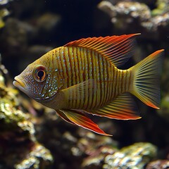 Obraz premium Vibrant Colorful Fish Swimming in Underwater Habitat