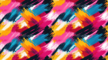 Obraz premium Seamless pattern of brushed painted abstract background with vibrant brush strokes perfect for textiles and wallpapers artistic design