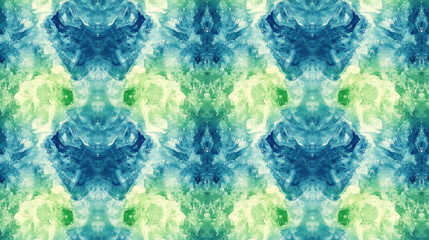 Fototapeta premium Seamless abstract pattern featuring vibrant green tie dye watercolor textures perfect for contemporary art fabrics or textile design