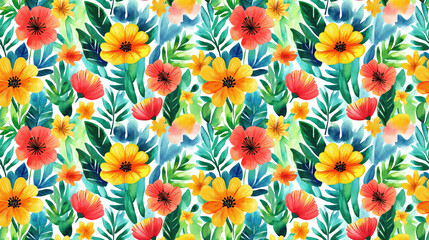 Seamless pattern featuring vibrant Mexican motifs in green watercolor ideal for fashionable textile designs bohemian decor tie dye aesthetics