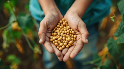 Hands Holding Fresh Soybeans with a Healthy Lifestyle Focus