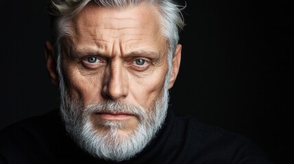 Obraz premium Elderly Gentleman with Silver Hair and Beard, Portrait of a Wise Man Generative AI