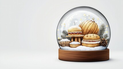 Christmas Snow Globe with Delicious Bakery Treats