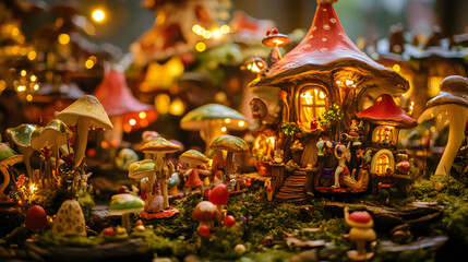 An Enchanting Representation of a Blithe Gathering in a Magical Forest Filled with Whimsical Creatures