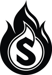 " S " logo with flames on white background