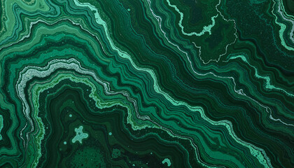 Intricate green geological patterns showcasing layers of mineral formations and textures in nature