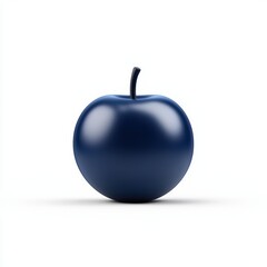 Obraz premium A single glossy navy blue apple isolated on a white background, perfect for modern culinary presentations.