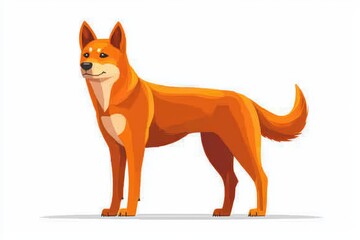 Obraz premium A standing orange dog on a white isolated background, showcasing its friendly demeanor and sleek fur.