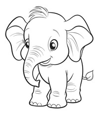 Naklejka premium Adorable Elephant Coloring Page for Kids